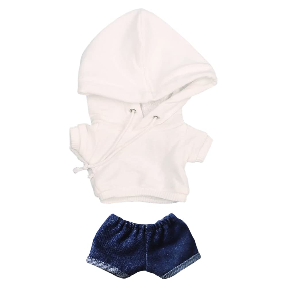 niannyyhouse White Hoodies Without Pocket Dark Blue Jeans 7.8in?20cm? Plush Humanoid Stuffed Doll Clothes (White)