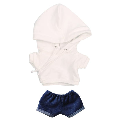 niannyyhouse White Hoodies Without Pocket Dark Blue Jeans 7.8in?20cm? Plush Humanoid Stuffed Doll Clothes (White)