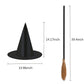 Minelife 4 Pieces Halloween Witch Broom Hat Set, Plastic Witch Broomstick Cosplay Broom Props Halloween Witch Hats for Party Favor
