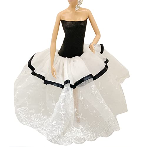 Peregrine Black & White Romantic Gown Prom Ballet Tutu Dress for 11.5 inches Dolls