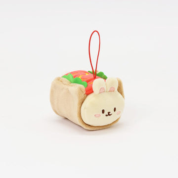 Anirollz Hot Dog Bunniroll Plush Keychain, Kawaii Bunny Rabbit Charm, 4"