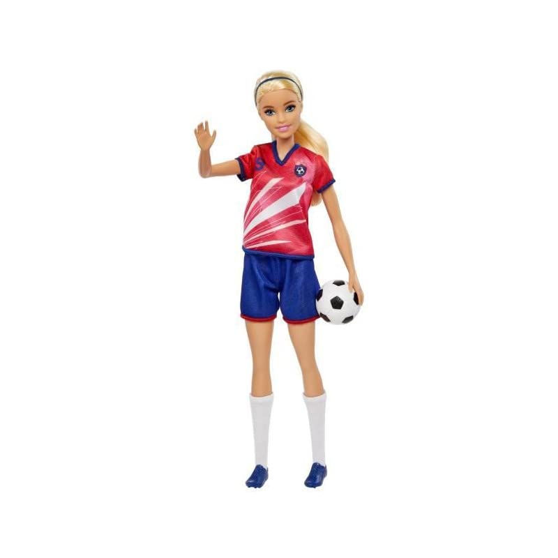 Barbie Careers Fashion Doll & Accessory, Soccer Player with Blonde Ponytail, #9 Uniform, Tall Socks, Cleats & Ball