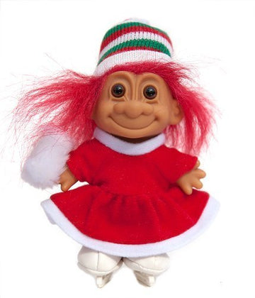 My Lucky Christmas 6" Figure Skater Troll Doll (Red Hair) by Russ Berrie