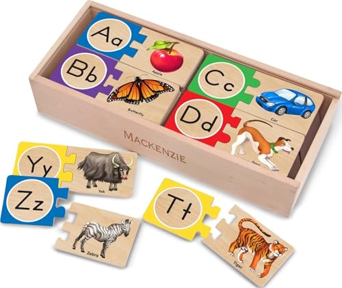 Melissa & Doug Self-Correcting Alphabet Wooden Puzzles with Storage Box (52 pcs) ABC Puzzles, Wooden Alphabet Puzzle for Kids Ages 4+