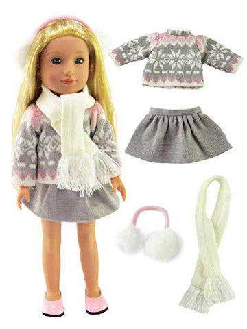 American Fashion World Pink Sweater Set for 14-Inch Dolls | Premium Quality & Trendy Design