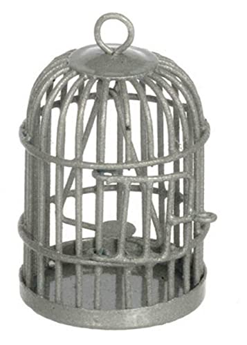 Dollhouse Miniature 1:12 Scale Round Silver Birdcage #Zc753