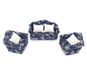 EatingBiting 1:12 Dollhouse Miniature Furniture Sofa 1 Double Sofa + 2 Single Sofa 3Pcs Set Living Room 1:12 Dollhouse Miniature Furniture Single Sofa