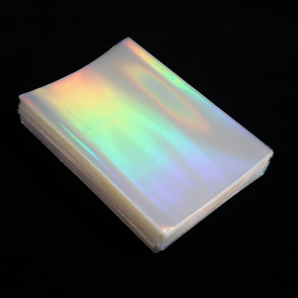Black Lotus 100PCS Rainbow Foil Transparent Laser Clear Sleeves Idol Photo Cards Holographic Protector Trading Cards Shield Cover 61x88mm