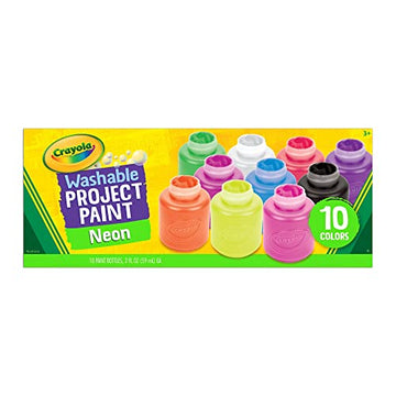Crayola Washable Kids Project Paint - Neon (2oz), Arts & Crafts Supplies for Kids, Preschool & Kindergarten, Gifts, Ages 3+
