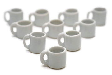 10 White Gray Coffee Mug Tea Cup Appro Size 1.2 Cm Decorative Accents - Small Display Pieces for Home Décor & Craft Styling