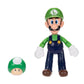 Super Mario Luigi 4 Inch Action Figure with 1-Up Mushroom