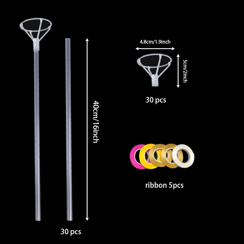 Balloon Sticks with Cups 30 Packs,16inch Long Clear Bobo Balloon Holder for Wedding Birthday,Party,Anniversary,Baby Shower(Clear)