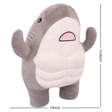 NCAIUNAE Muscle Shark Stuffed Animal - Cute 3D Muscle Shark Pillow Plush Toy?Gifts for Kids - 13.8inches?Grey?