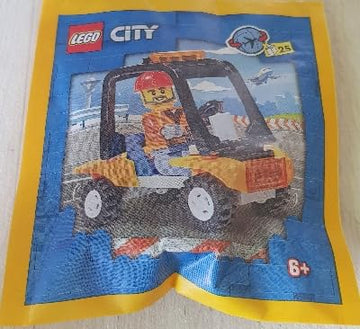 LEGO City: Airport Construction Worker Minifigure with Service Car