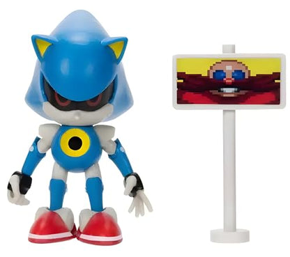 JAKKS Pacific Sonic The Hedgehog Figure Metal Sonic w/Dr. Eggman Goal Post 4" Figure