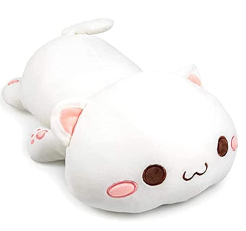 Cute Kitten Plush Toy Stuffed Animal Pet Kitty Soft Anime Cat Plush Pillow?Plush cat Doll Pillow Toys Children's (White)