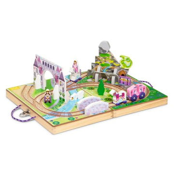 Melissa & Doug 19-Piece Wooden Take-Along Tabletop Kingdom - Carriage, Horse, Unicorn, Dragon, More