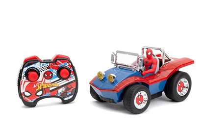 Jada Spider-Man Buggy RC with Non-Removable Spider-Man Figure - 7", Turbo Button, Full-Function Remote Control, Ages 6+, Red/Blue