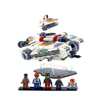 Brickcessories Display Stand Compatible with LEGO Star Wars 75357 Ghost and Phantom II - Angled Flight Display with Minifigure Base - Set Not Included