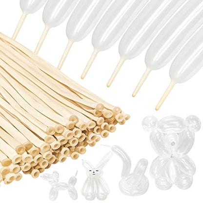 100Pcs clear 260 Balloons Clear Long Skinny Latex Balloon for Animal Ballons, Premium Quality Balloons for Beginners Baloons Making Kid's Carnivals