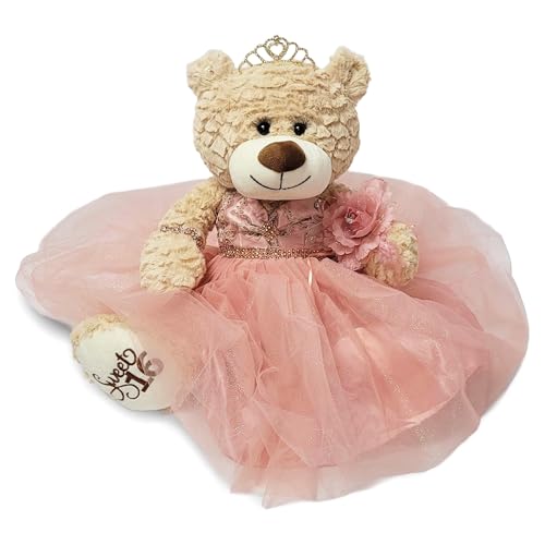 KINNEX COLLECTIONS SINCE 1997 20" Sweet 16 Last Doll Teddy Bear with Dress (Centerpiece) ~ ARC16832A-30 (Rose Gold)