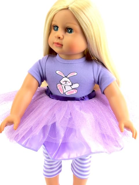 Purple Easter Bunny Tutu Dress for 18-Inch Dolls | Premium Quality & Trendy Design | Dolls Clothes