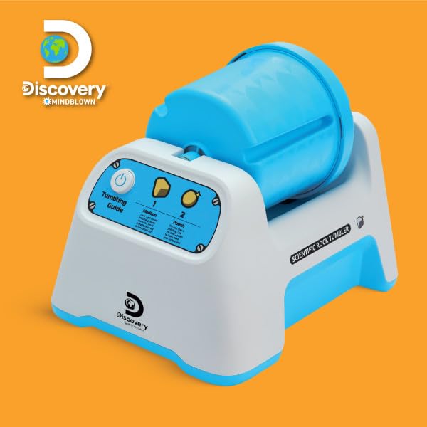 Discovery™ Rock Tumbler Starter Kit - Stone Polishing Set with Rocks, Grit, Gem Case| STEM Science Project Kit for Kids & Beginners| Cool Toy for Boys