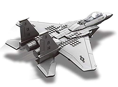 General Jim's F-15 Eagle Fighter Jet Building Blocks Set, 1:48 Scale Military Aircraft Model, 262 Pieces, Twin-Tail Jet with Landing Gear and Cockpit