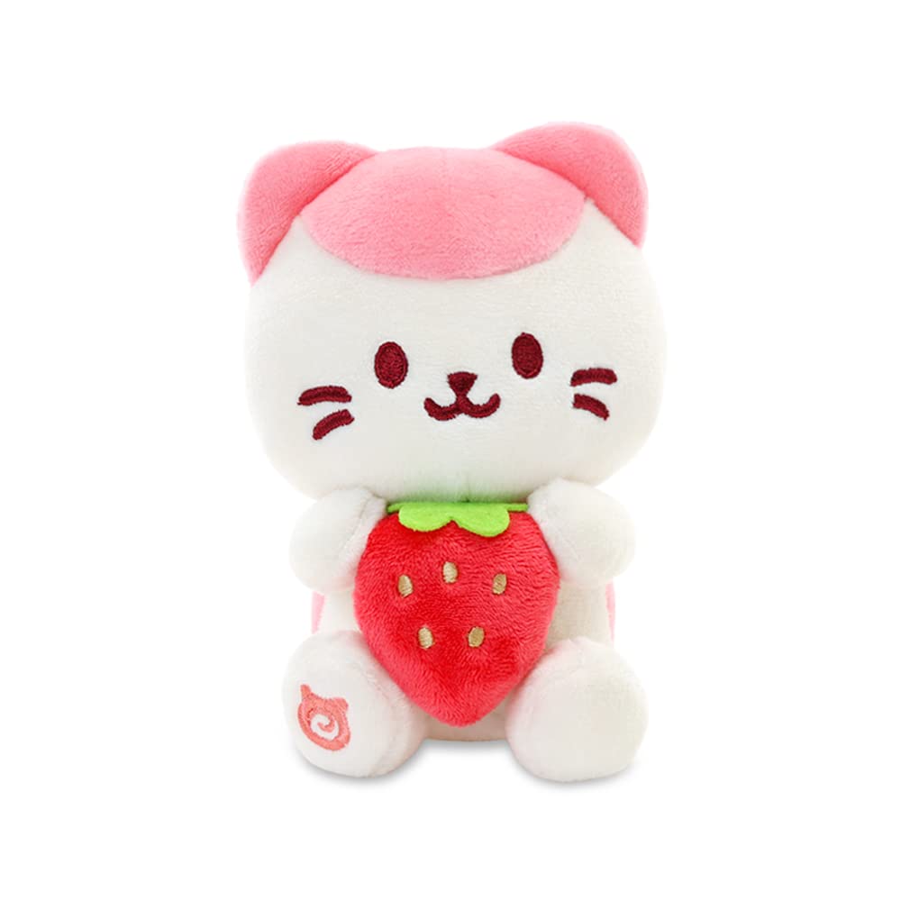 Anirollz Kittiroll Sitting Plush, Kawaii Kitty Cat Holding Strawberry, 6"