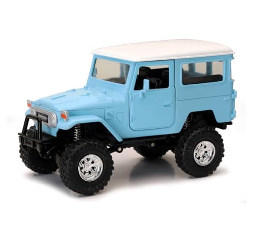 NewRay Die-Cast Toyota Land Cruiser FJ40 Model, 1:24 Scale, Light Blue with Off-Road Suspension Diecast Model Car 71526