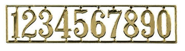 Dollhouse Miniature Brass Look House Number Set