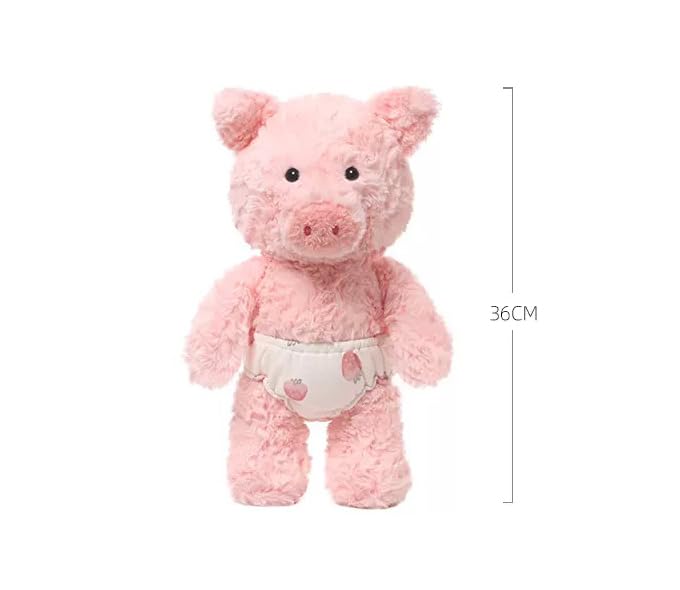 Lambasami Plush Animal Toy with Diaper, Soft Stuffed Dog Pig Fox Set, Baby Pretend Play Gift (Pig, 14.6)