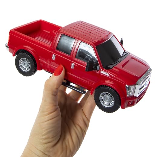 Liberty Imports RC F-350 Super Duty Toy Pickup Truck, Officially Licensed Full Function R/C Radio Remote Control Car Genuine 1:28 Scale Vehicle (Red)