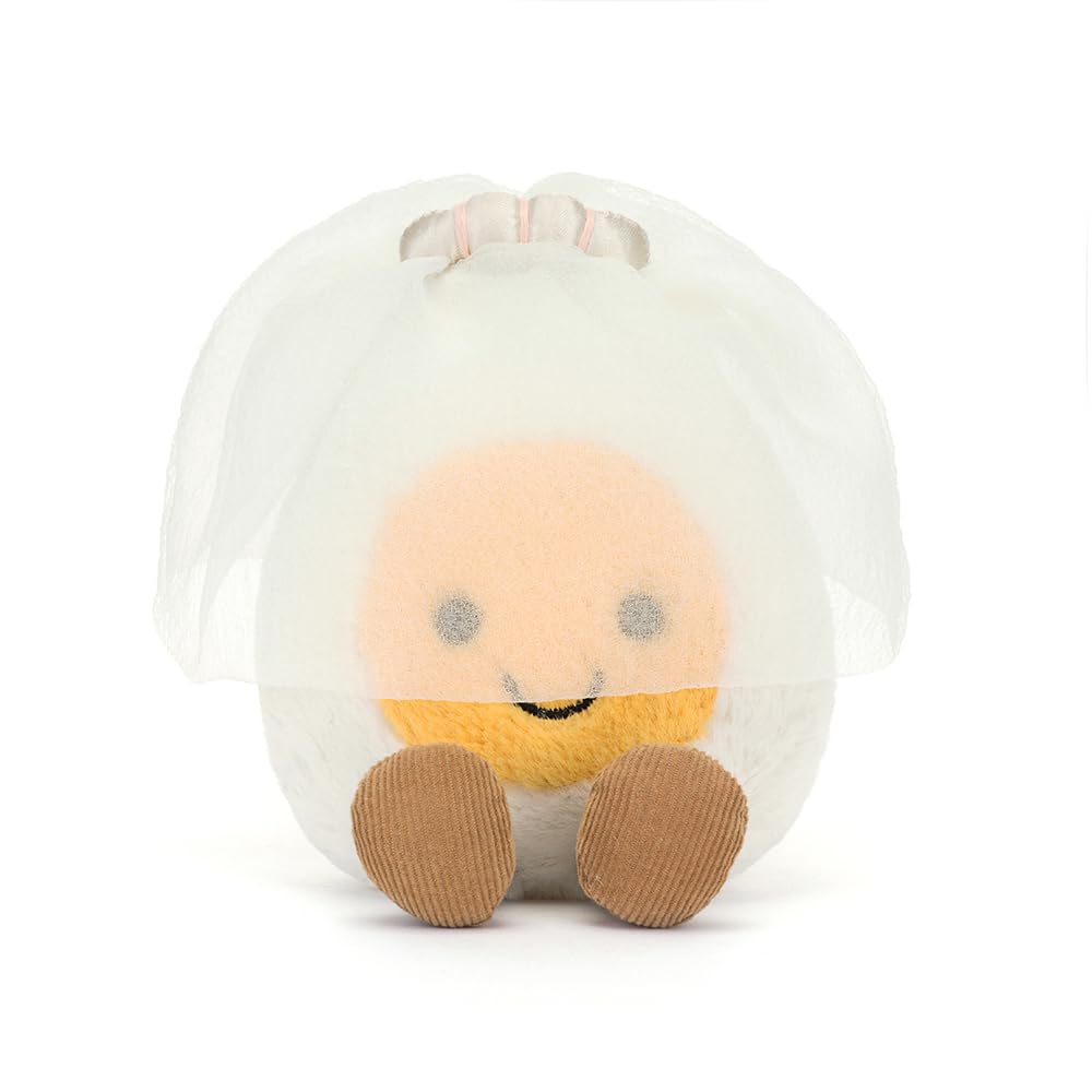 Jellycat Amuseables Boiled Egg Bride Stuffed Toy, 5.5 inches - Food Plush - Fun Wedding & Engagement Gift