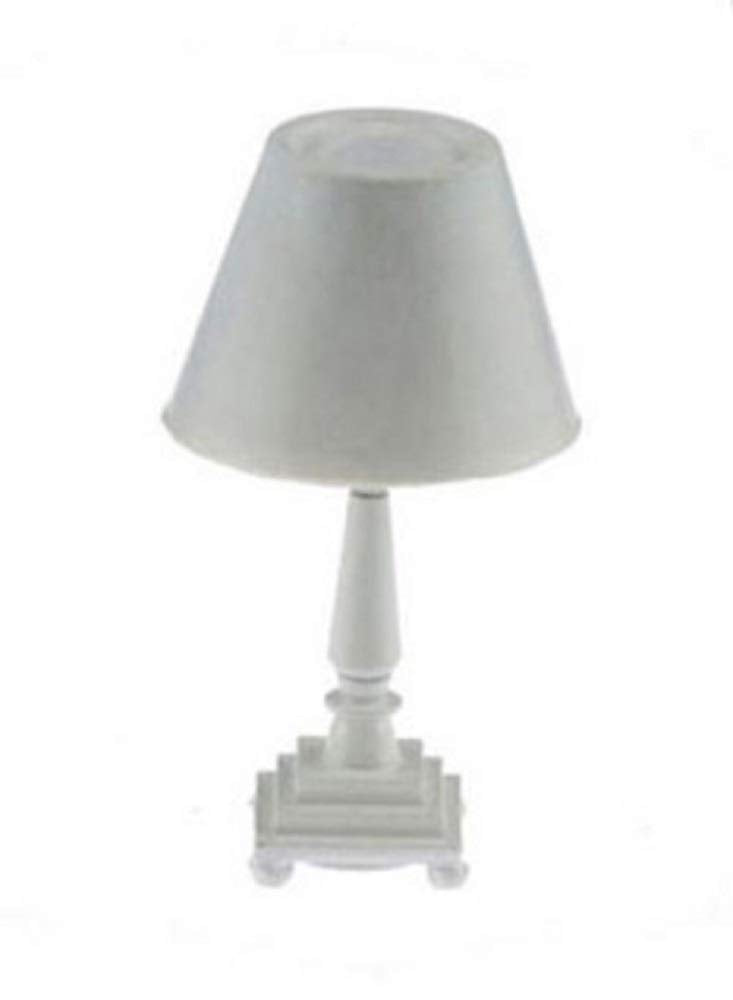 Dolls House Modern Table Lamp White Base & Shade 12V Electric Lighting