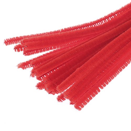 Pack of 300 Red Black and White Pipe Cleaners. Fuzzy Stick Chenille Stems for Arts and Crafts Shapes, Flowers, Animals, Figures and More - Size: 12