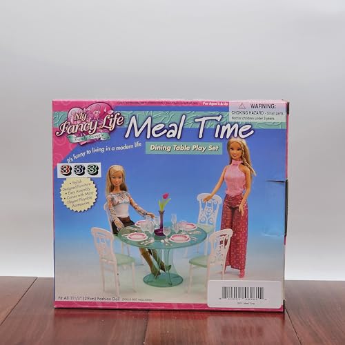 Gloria My Fancy Life Dollhouse Furniture - Meal Time Dining Table Play Set with 4 Chairs and 4 Set of Dining Wares Accessories