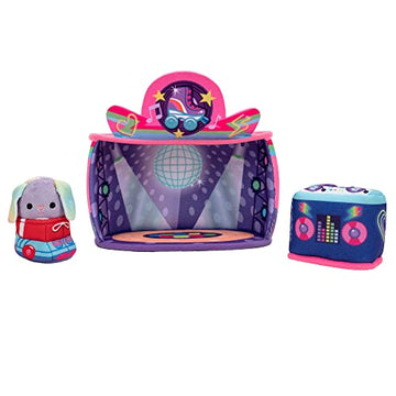 Squishville by Original Squishmallows Rock and Roller Disco Playset - Includes 2-Inch Danya The Bunny Plush, Roller Skates, DJ Booth, and Skating Rink