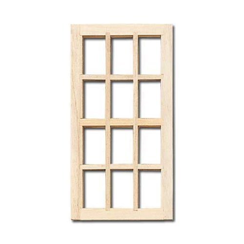 Dollhouse Miniature 1/2" Scale Standard 12-Light Window
