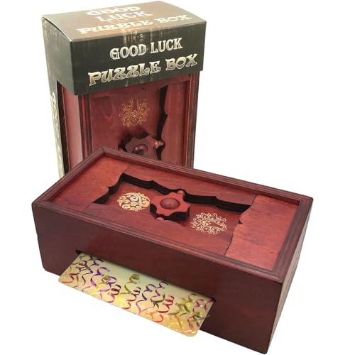 Good Luck Puzzle Box IQ Secret Money and Gift Card Holder Magic Trick Lock