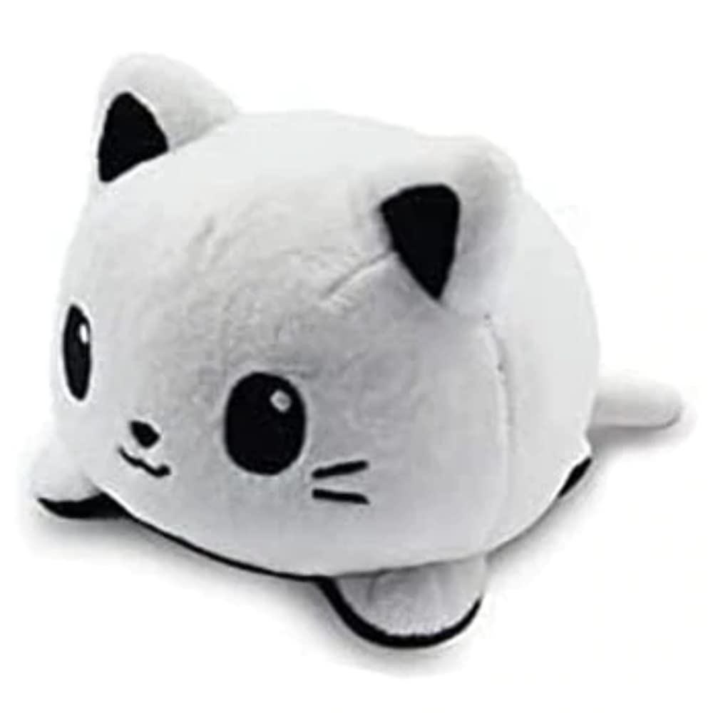 TeeTurtle - The Original Reversible Cat Plushie - White + Skeleton - Glows in the Dark! - Cute Sensory Fidget Stuffed Animals That Show Your Mood