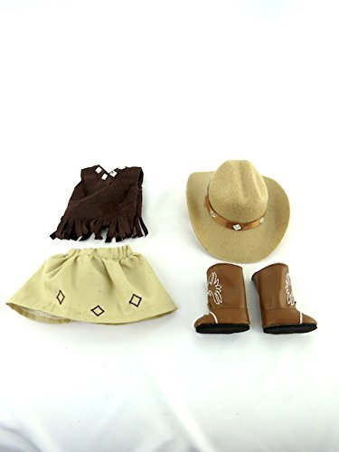 American Fashion World Brown Cowgirl Outfit for 14-Inch Dolls | Hat and Boots Included| Premium Quality & Trendy Design | Dolls Clothes | Outfit