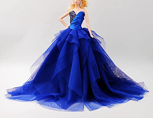 Cora Gu Handmade Sapphire Blue Gown Fit 12 Inch Doll and Doll Not Included