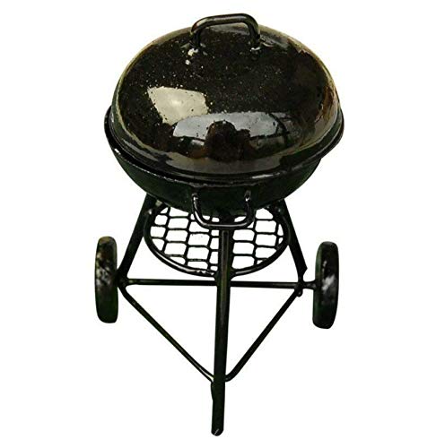 EatingBiting 1:12 mini House Miniature Furniture Room Kitchen Utensils Garden Round BBQ Oven Grill for Kitchen Small House Decor of Livingroom
