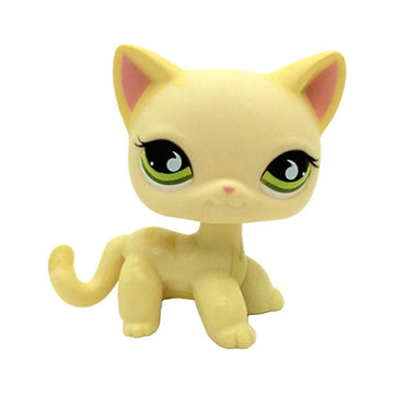 CFCLLBR #733 Mini Pet Toys Yellow Cream Short Hair Cat Animal Figure