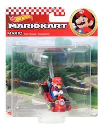 Hot Wheels Mario Kart Character Gliders -Bundle of 4: Bowser, Light?Blue Yoshi, Mario & Toad | Die?Cast Figures with Glider Attachments | Display