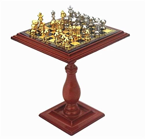 EatingBiting 1:12 Dollhouse Miniature Furniture Accessories Chess Table Magnet Chess Pieces for Mini Room Decoration