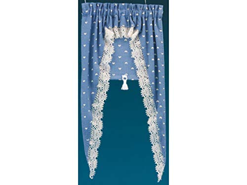 Melody Jane Dolls Houses Blue Tiffany Heart Curtains Miniature Window Accessory