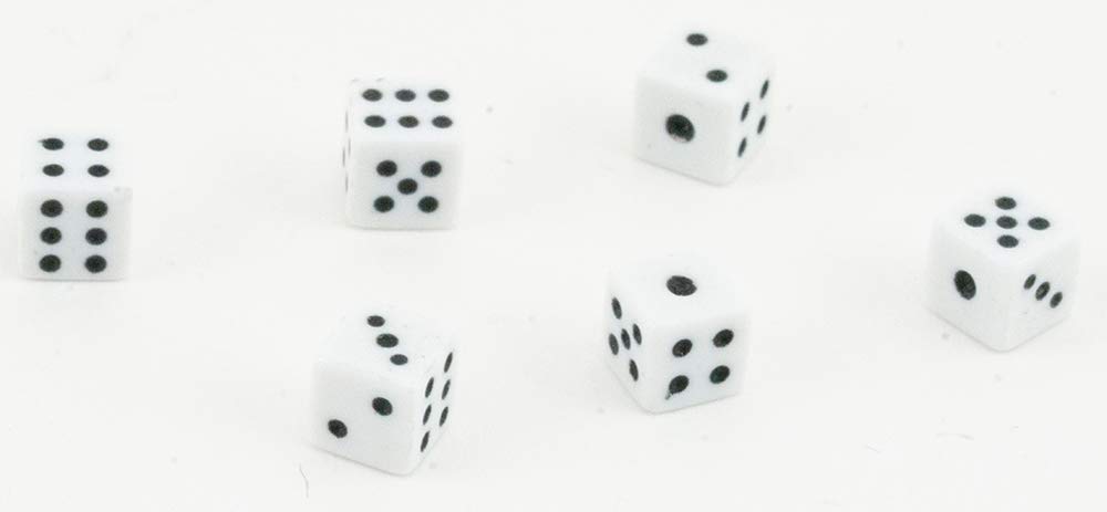 International Miniatures by Classics Dollhouse Miniature White Dice, 6 Pack