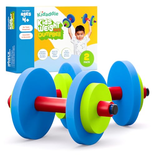 Modern Innovations Kids Weight Set (2 Pack) Toy Dumbbells, Baby Dumbbell Workout Weights, Fun Fitness and Exercise Equipment for Toddlers - Blue